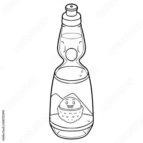 lychee ramune illustration hand drawn outline vector