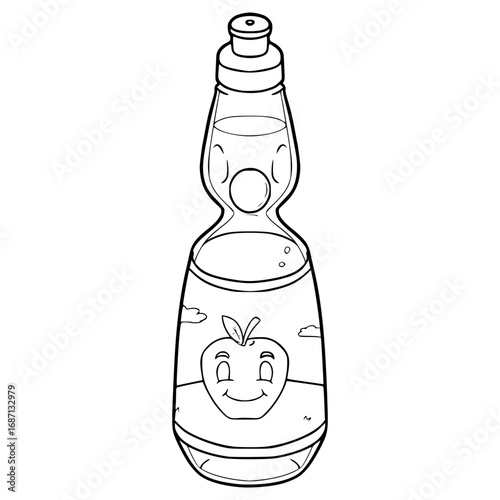apple ramune illustration hand drawn outline vector