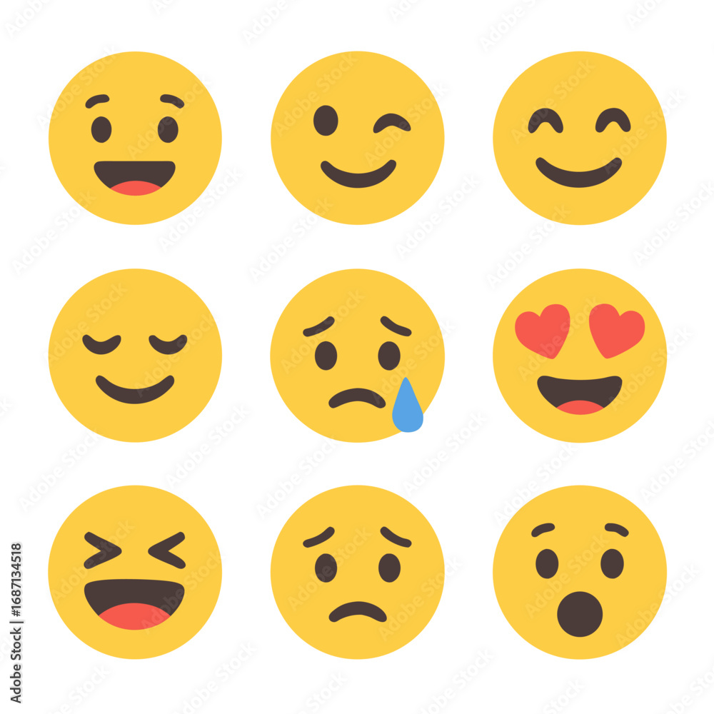 Fototapeta premium Emojis & Expressions Icon Set Vector