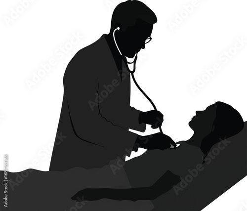 Doctor examining patient silhouette