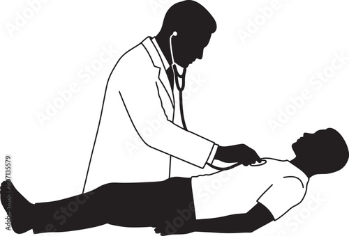 Doctor examining patient silhouette 