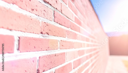 Textured brick wall leading to a bright, sunny sky with a subtle lens flare.