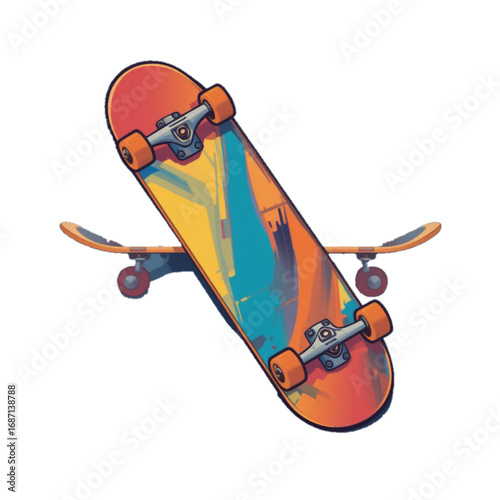 Bright colored skateboard vector illustration