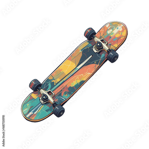 Bright colored skateboard vector illustration