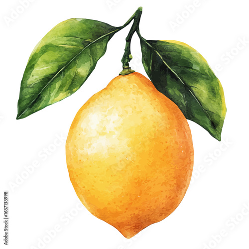 Lemon, watercolor illustration vector, isolated on a white background.
