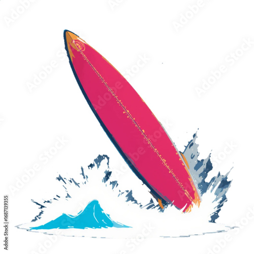 Flat colored surfboard illustration 