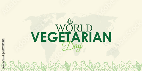 World Vegetarian Day Logo Celebration isolated template background banner poster card flyer green vegetable concept idea vector design 