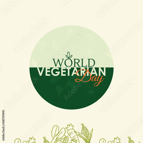 World Vegetarian Day Logo Celebration isolated template background banner poster card flyer green vegetable concept idea vector design 