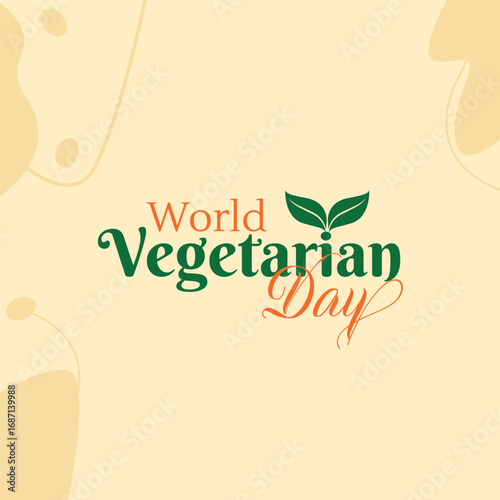 World Vegetarian Day Logo Celebration isolated template background banner poster card flyer green vegetable concept idea vector design 