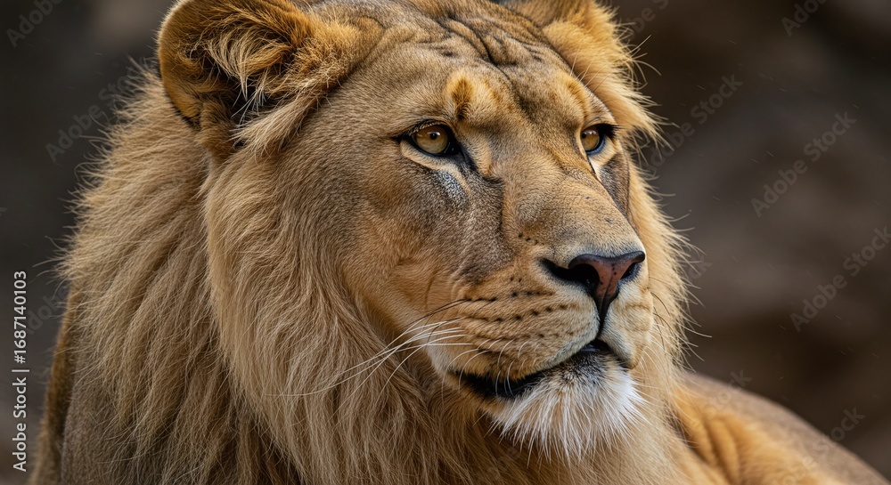 Fototapeta premium Close-up of a lion symbolizing Christ Jesus, the Lion of the tribe of Judah