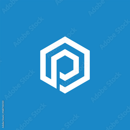 Initial Letter P Geometric Hexagon Logo Design Vector Template