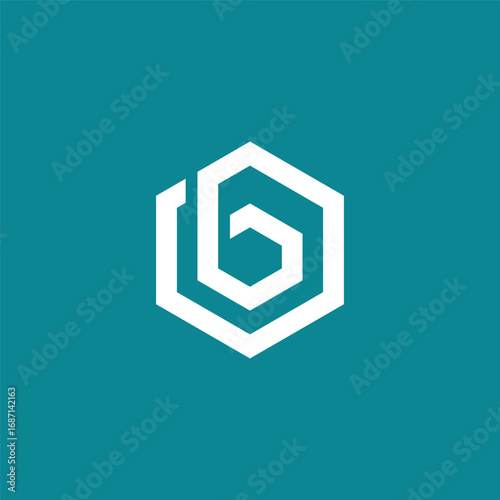 Initial Letter B Geometric Hexagon Logo Design Vector Template
