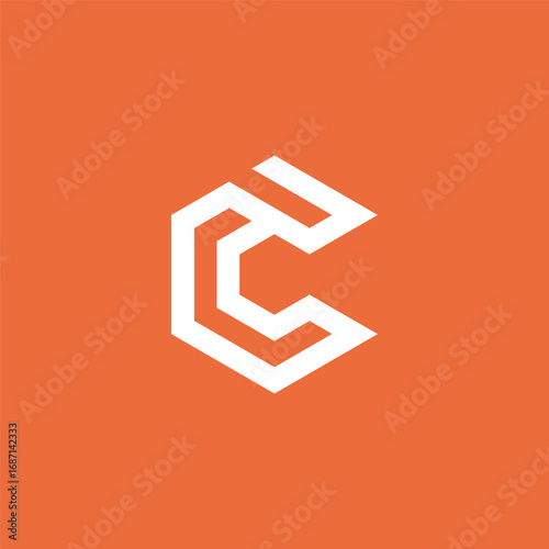 Initial Letter C Geometric Hexagon Logo Design Vector Template