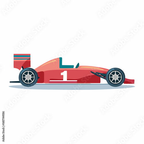 Red racing car side view