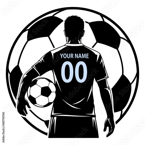 Soccer Player from Behind with Customizable Jersey, Soccer SVG, Football SVG, Player SVG, Sport SVG
