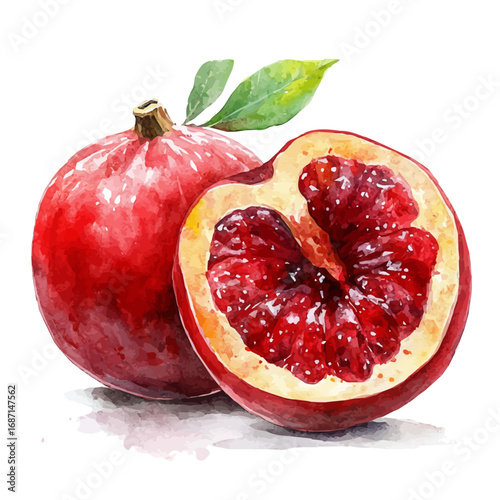 Jujube, watercolor illustration vector, isolated on a white background.