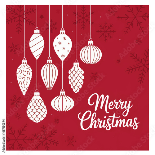 vector of merry christmas greeting card with balls