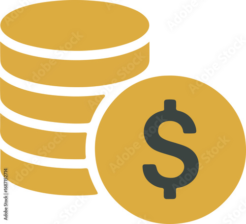 Coin Stack Icon: A stylized image of a stack of gold coins, symbolizing wealth, savings, and financial growth.