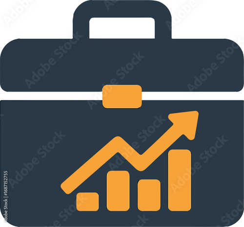 Business Growth Briefcase: A symbolic representation of financial advancement, this image showcases a sleek briefcase adorned with a rising graph, visualizing success, progress.
