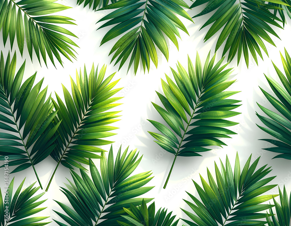 Obraz premium Palm leaves pattern, isolated PNG