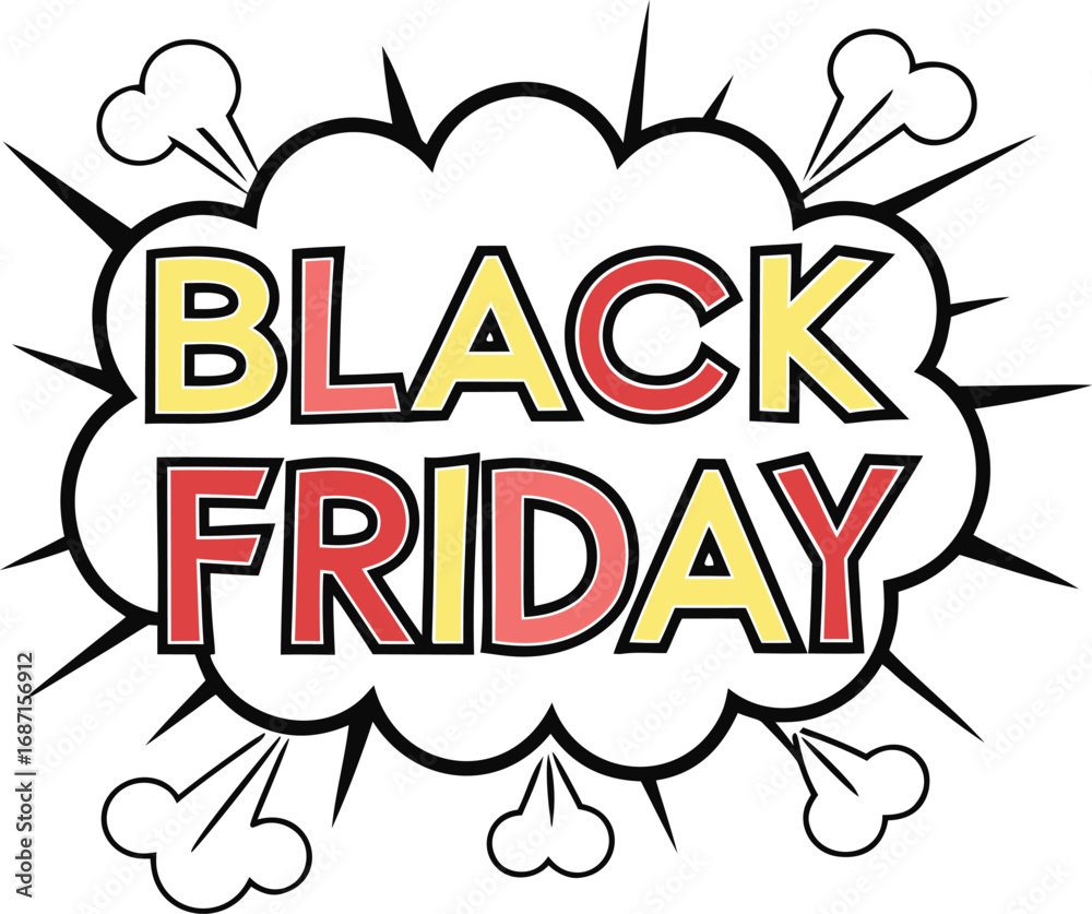 Fototapeta premium Black Friday Sale Announcement vector in retro style on transparent background