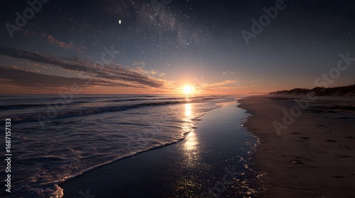 Wallpaper Mural Beach sunset landscape ocean waves sand horizon scenic view nature photography travel destination coast line Torontodigital.ca
