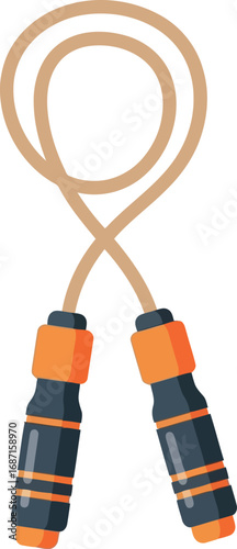 Fitness jumping rope dynamic cardio workout equipment orange black handles isolated vector