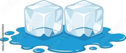 Refreshing summer drink elements ice cubes melting liquid refreshment cool beverage preparation vector