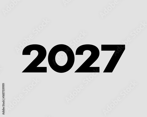 Bold Black Number 2027 Centered on Light Gray Background year numbers