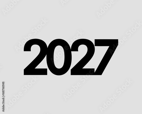 Bold Black Numerals 2027 with Distinctive Typography on Gray year numbers