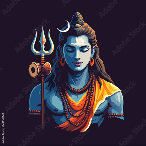 Peaceful Lord Shiva Hindu Deity Spiritual Focus.