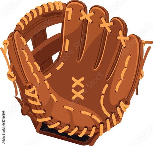 Vintage leather baseball catcher's mitt ready for game day action vector