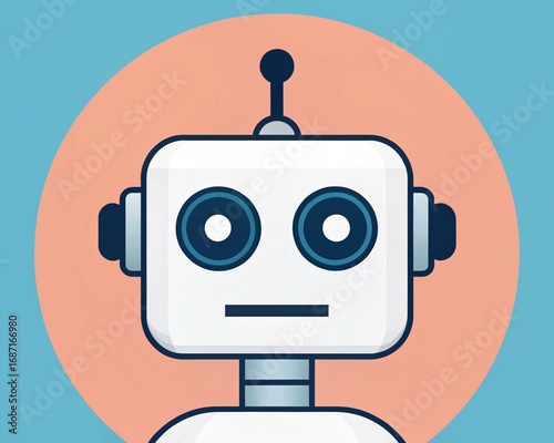 Minimalist Robot Face Icon Flat Vector Design