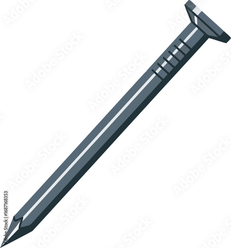Shiny metal nail sharp pointed fastener construction tool vector