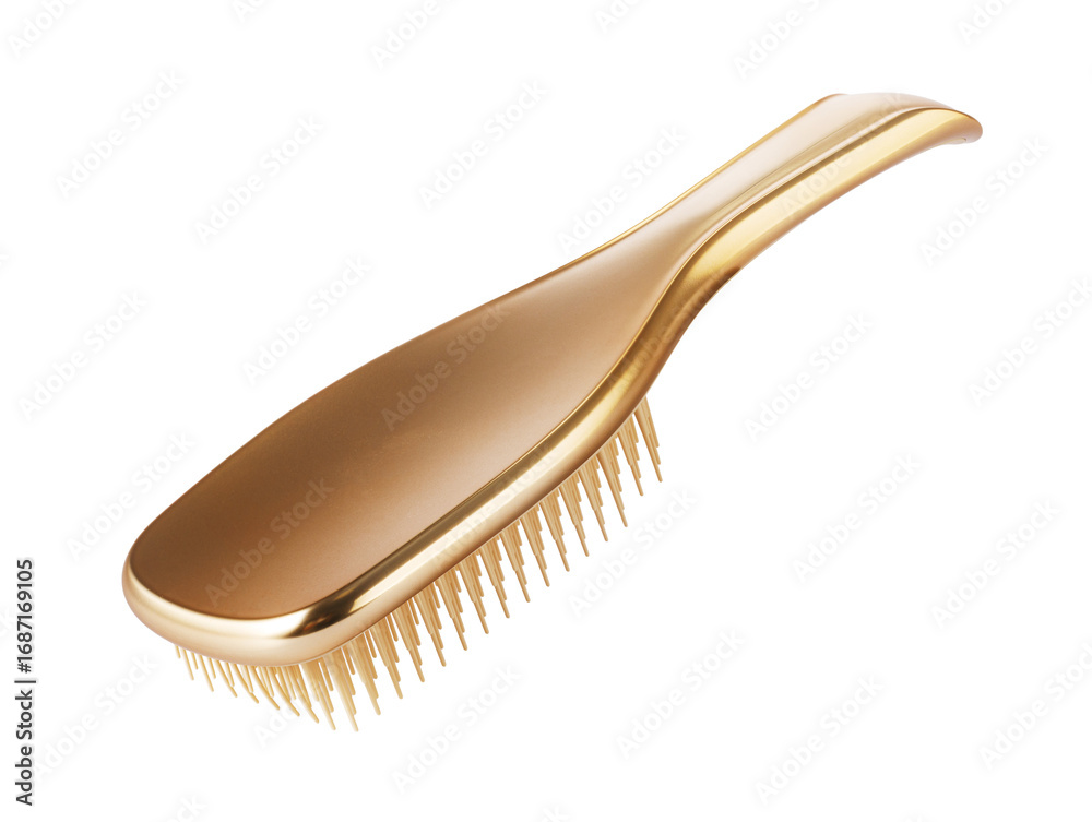 Φωτογραφία Golden hairbrush on transparent background for beauty and haircare concepts