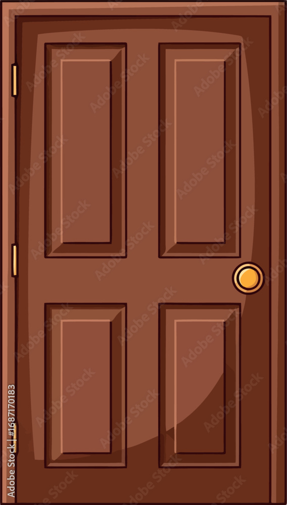 Fototapeta premium Classic wood entry door with golden knob ideal architectural element for home renovation concepts vector