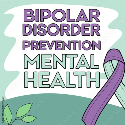 Mental wellness concept with an awareness ribbon for bipolar disorder prevention and support
