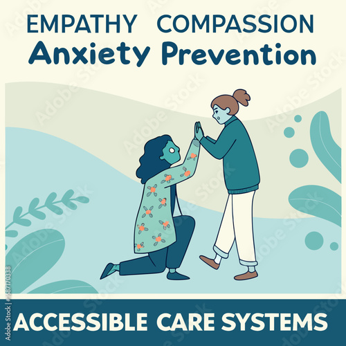 Illustration of two people showing empathy and compassion for mental health support and anxiety care