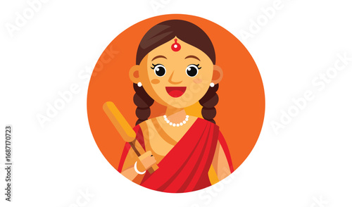 Happy indian woman in traditional red saree holding a sparkler