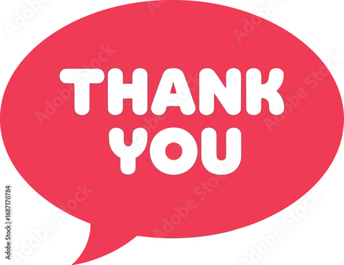 Red speech bubble thank you message festive greeting appreciation expression simple icon vector