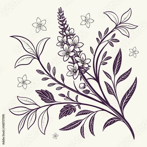 Elegant Hand-Drawn Botanical Wildflower Sketch