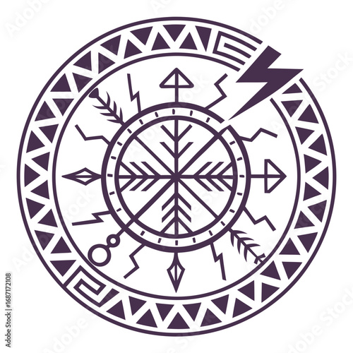 Mystical Compass Design with Arrows and Geometric Elements