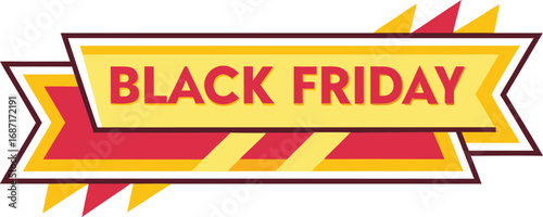 Black Friday text banner vector on transparent background. Black Friday sale