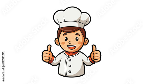 Happy cartoon chef giving thumbs up approval