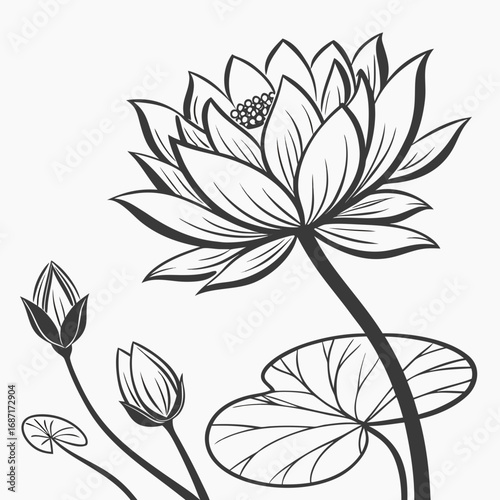 Elegant Lotus Blossom Illustration