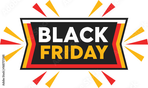 Black Friday text banner vector on transparent background. Black Friday sale