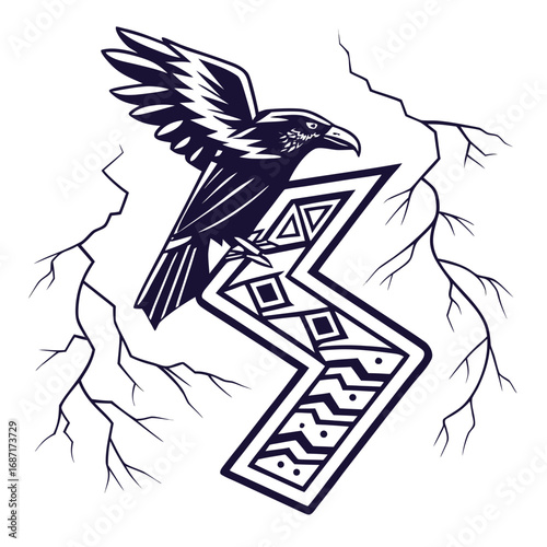 Raven Rune Vector Illustration