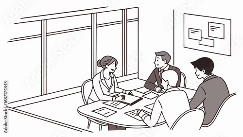 Diverse business professionals in a meeting discussing plans around a conference table with documents