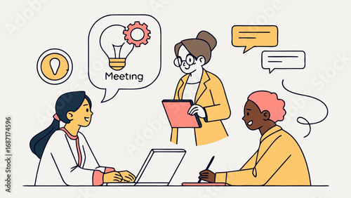 Diverse team collaborating on a project during a business meeting with ideas being generated and discussed