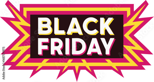 Black Friday text banner vector on transparent background. Black Friday sale